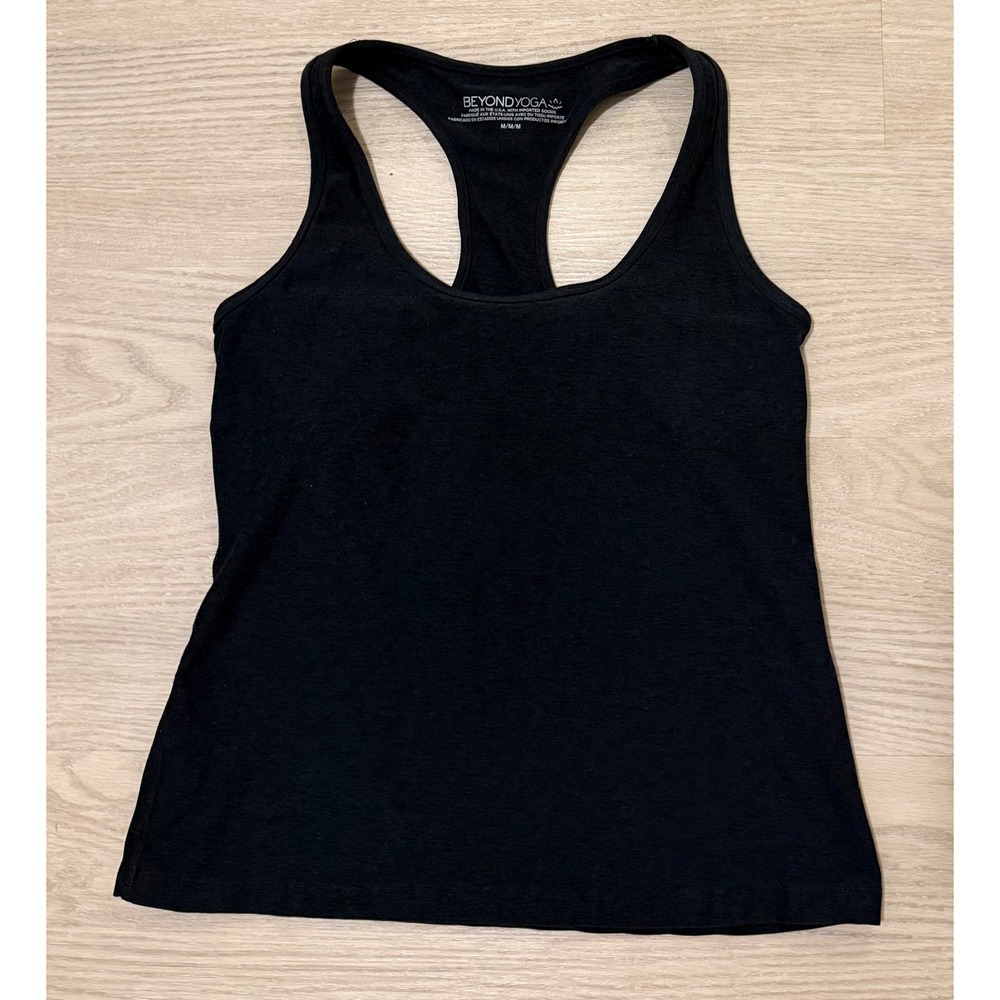 Beyond Yoga Step Up Racerback Tank Women M Darkest Night Black Athleisure Lounge